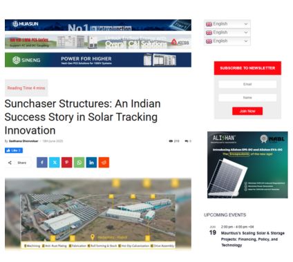 Sunchaser Structures: An Indian Success Story in Solar Tracking Innovation
