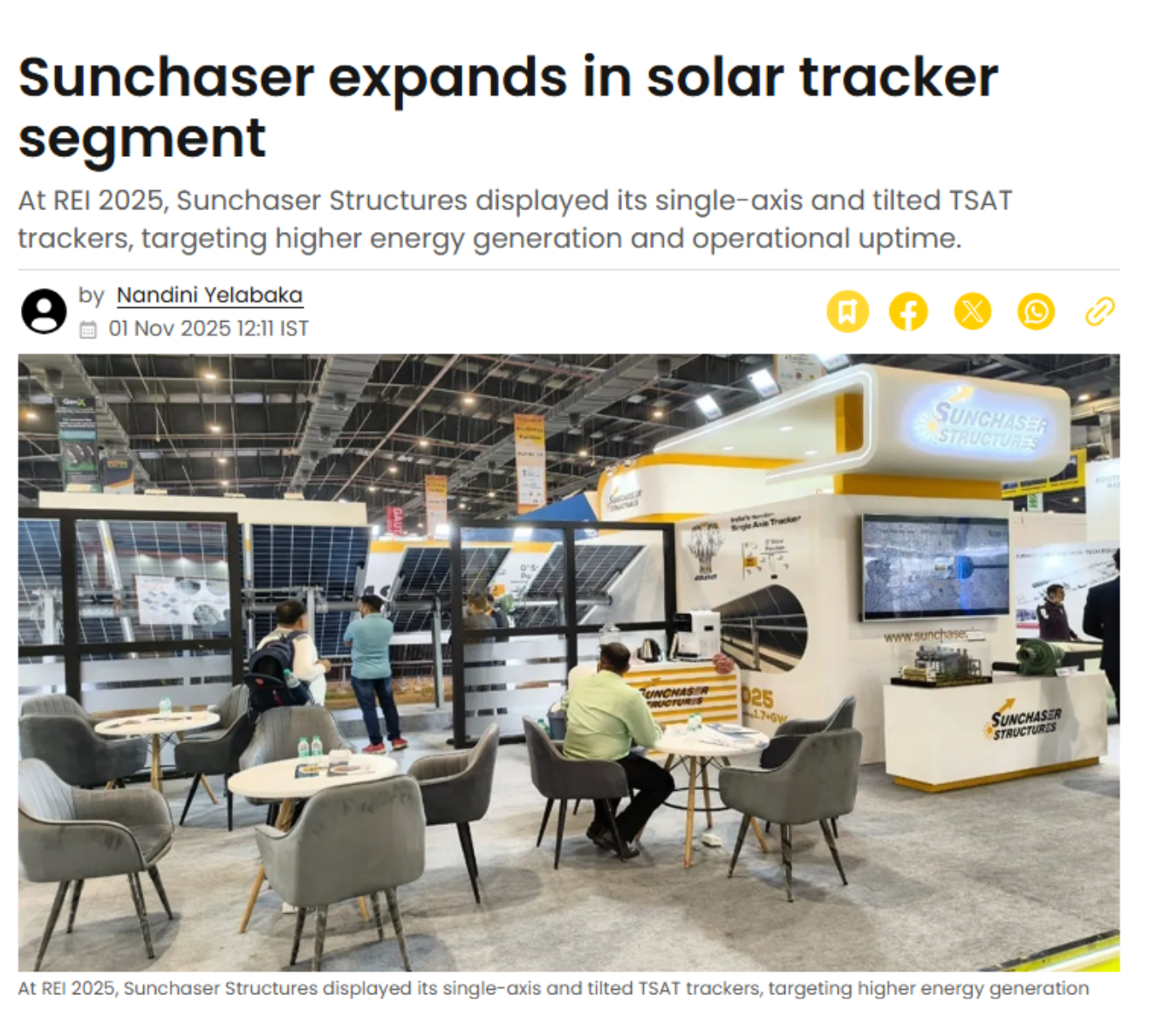 Sunchaser expands in solar tracker segment