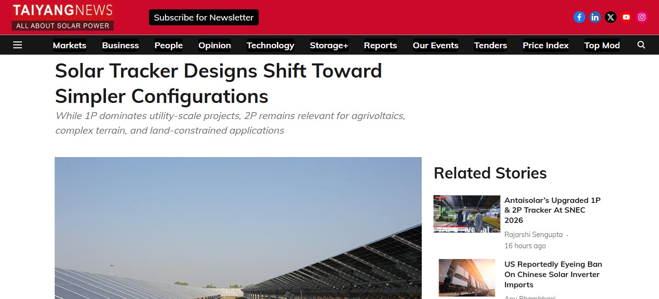 Solar Tracker Designs Shift Toward Simpler Configurations