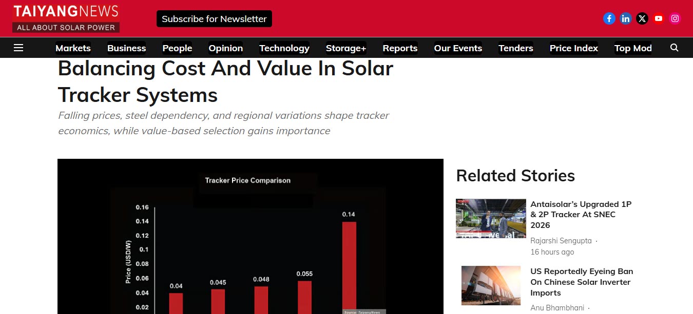 Balancing Cost And Value In Solar Tracker Systems