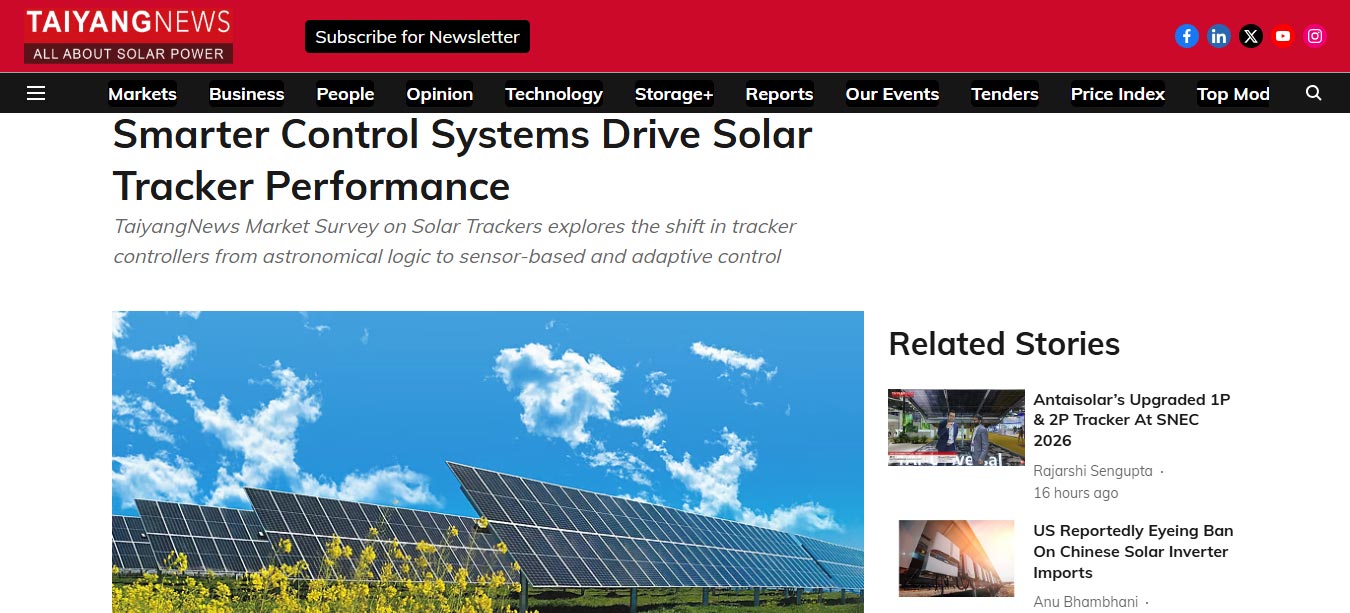 Smarter Control Systems Drive Solar Tracker Performance