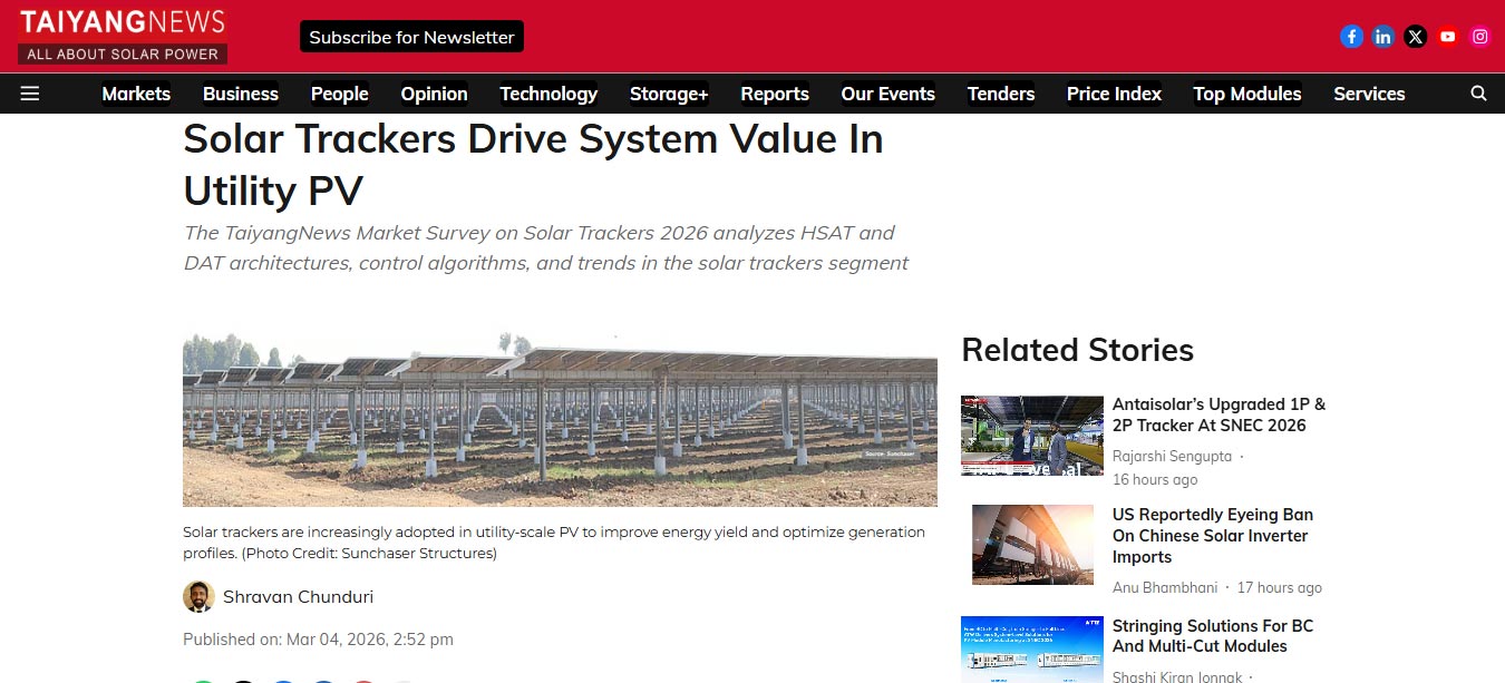 Solar Trackers Drive System Value In Utility PV